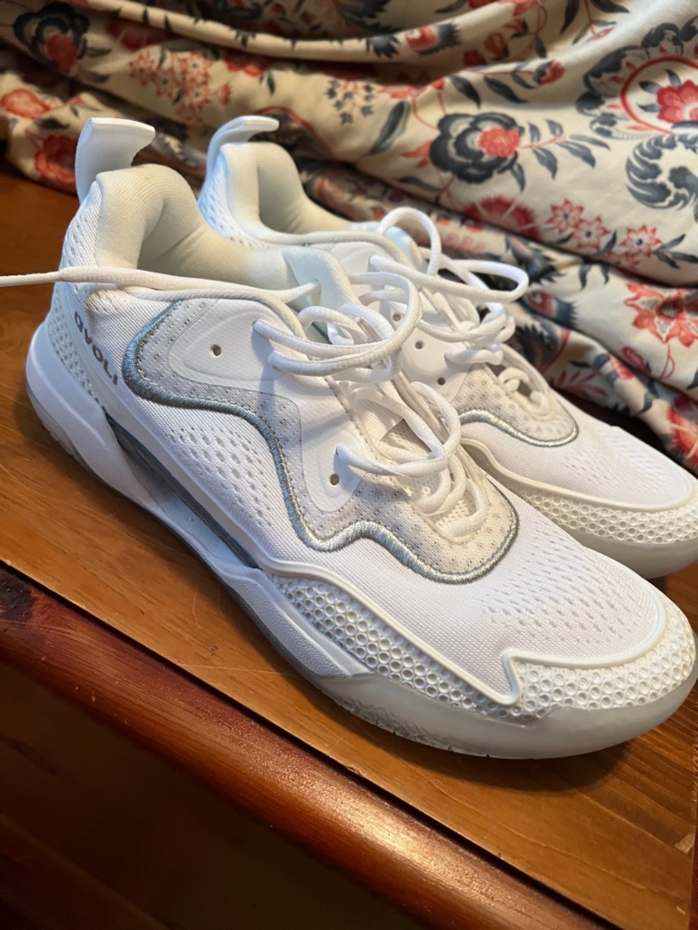 Avoli White Athletic Sneakers with Subtle Silver Trim volleyball shoes